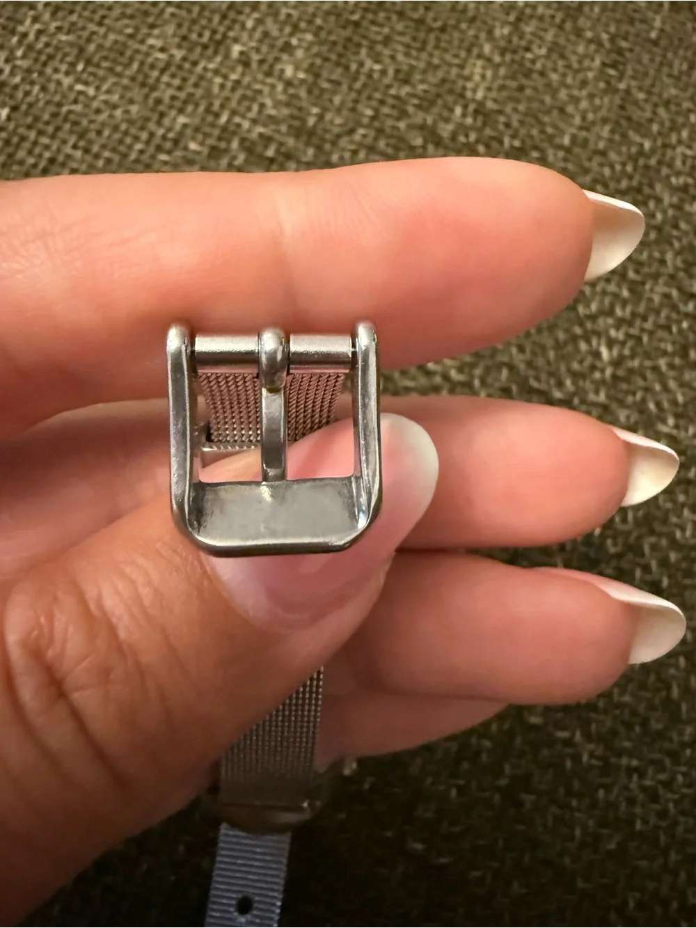 Silver Mesh Smartwatch-Style Quartz Watch with Mint Green Hands